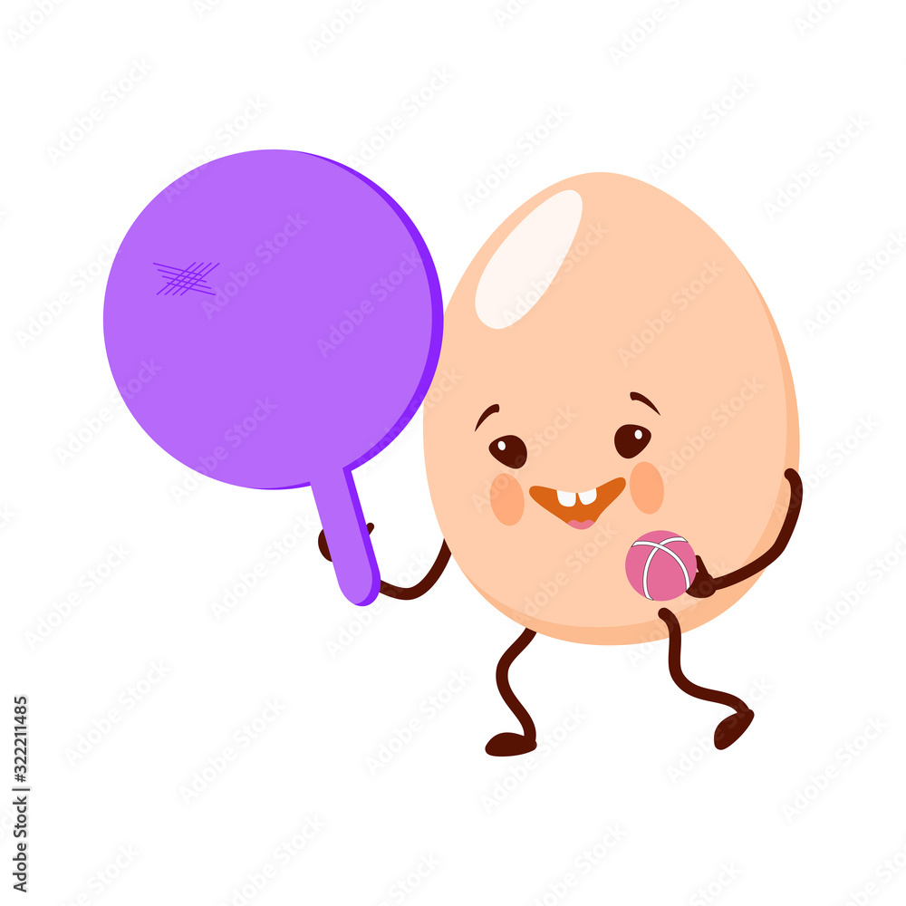Egg. Cute cartoon character happy, joyful goes in for sports. Egg. Cute cartoon character happy, joyful goes in for sports.