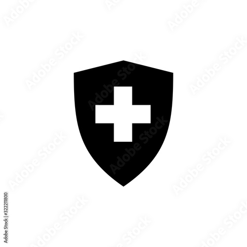 shield and check plus icon design vector logo template EPS 10