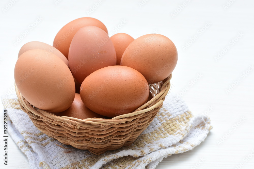Peasant chicken eggs on light background Peasant chicken eggs on light background
