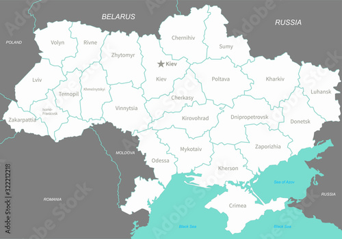 Fototapeta Naklejka Na Ścianę i Meble -  graphic vector map of ukraine. ukraine map. europe country map.