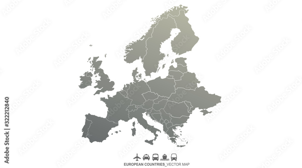 Fototapeta europe map. world map. detailed europe countries boundary vector. eu map.