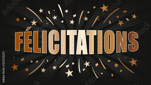 felicitation french language text banner Vector illustration