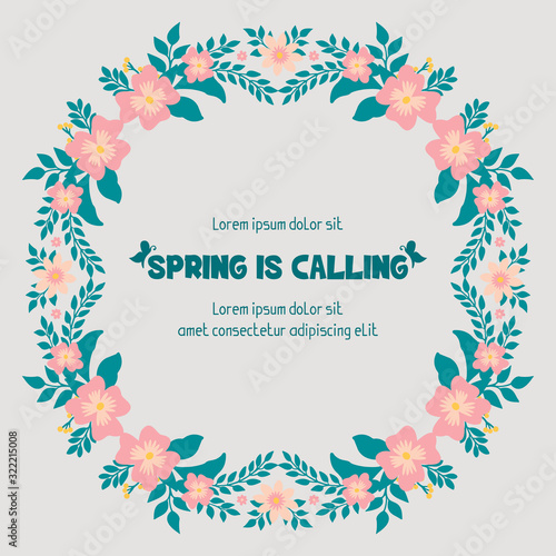 Decorative of leaf and flower frame  for seamless spring calling greeting card design. Vector