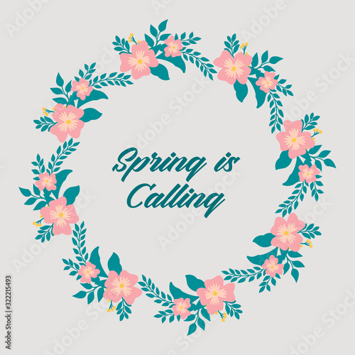 Unique Shape of spring calling card template, with cute leaf and flower frame. Vector