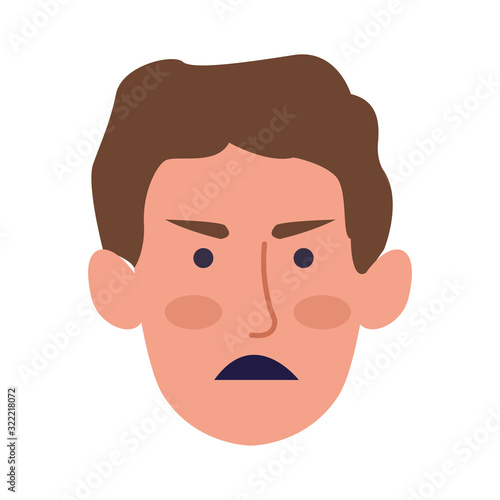 angry man face, colorful design