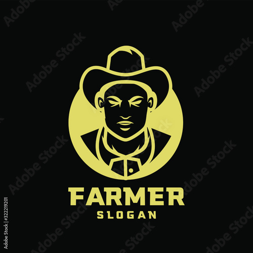 black gold Columbia south america coffee farmer character logo icon design cartoon
