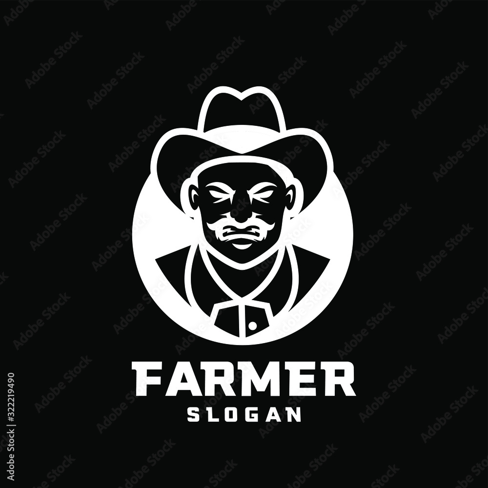 black background Columbia south america farmer character logo icon design cartoon