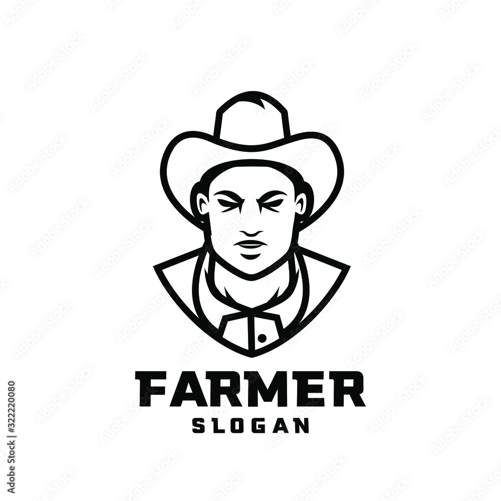 black white Columbia south america farmer character logo icon design cartoon