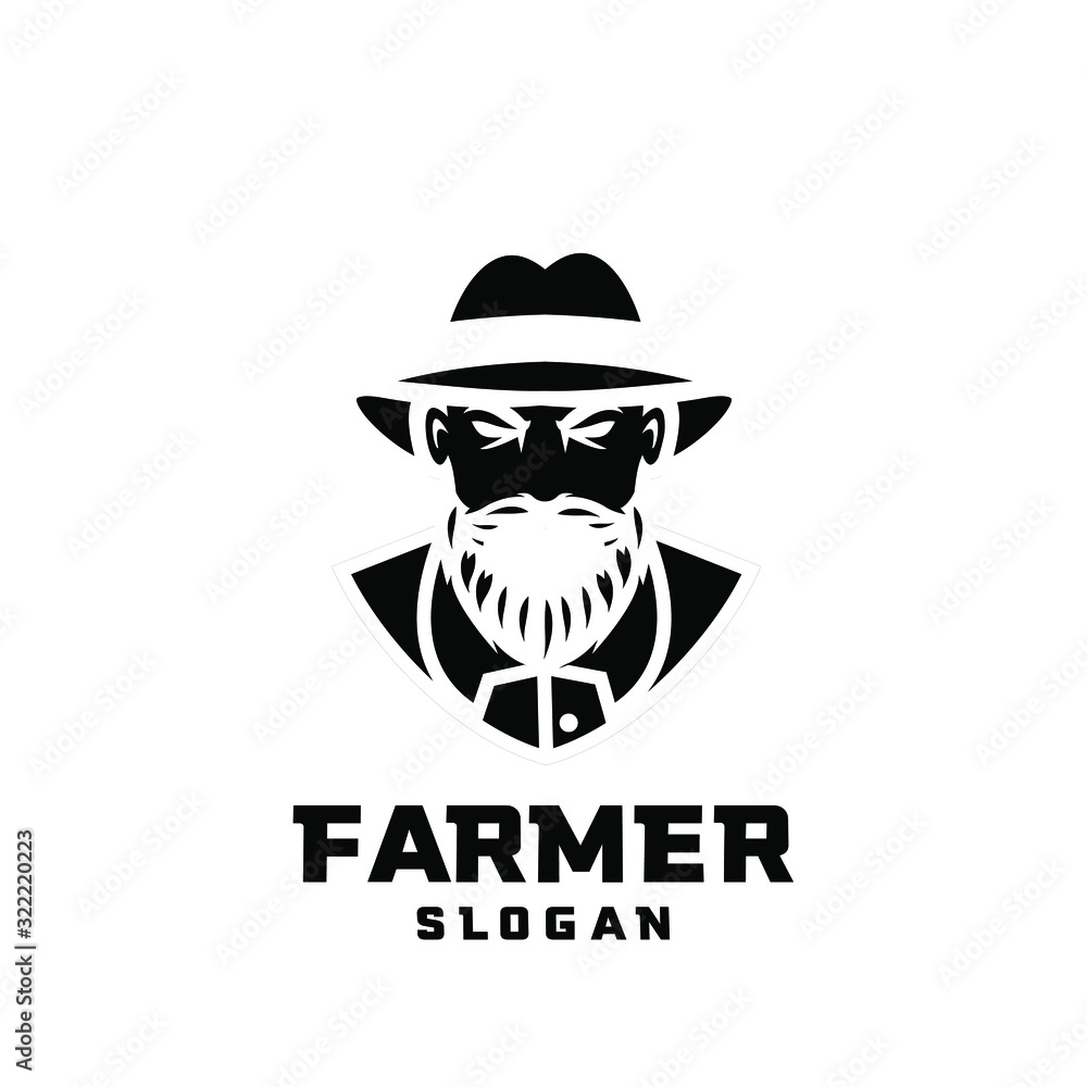 black white Columbia south america farmer character logo icon design cartoon