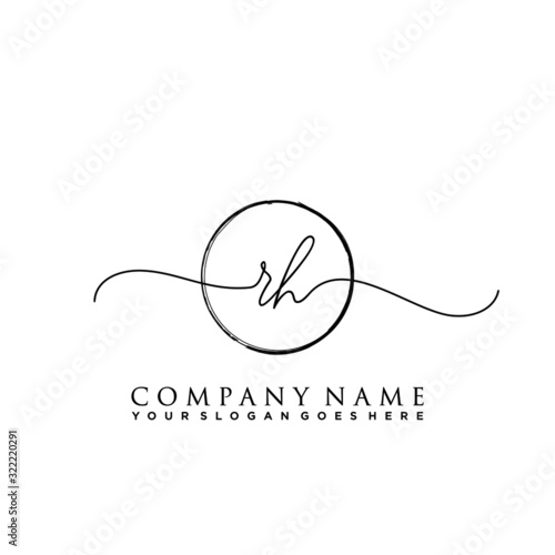 Initial letter RH Signature handwriting Logo Vector photo