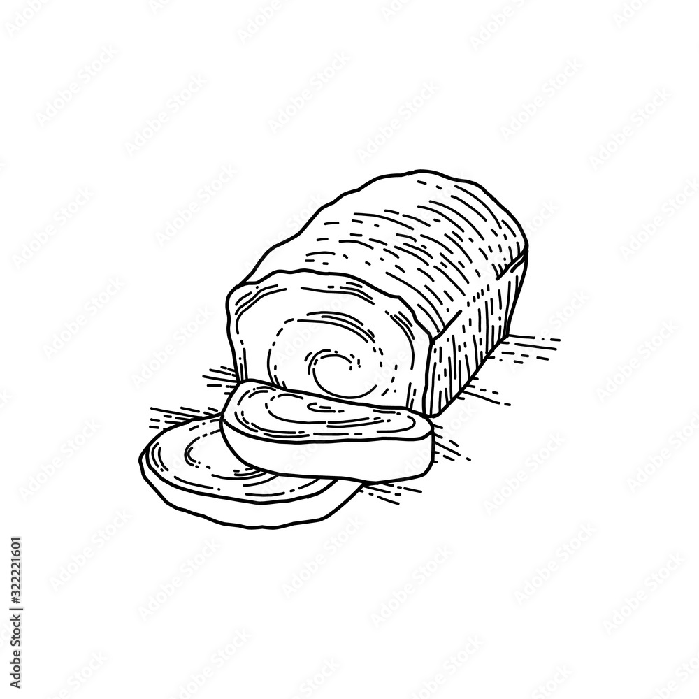 line art hand drawing slice of breads line art hand drawing slice of breads