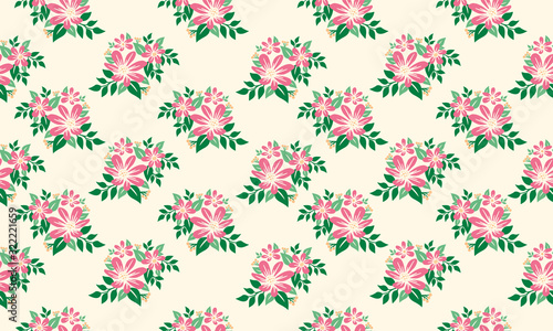 Elegant Style of spring floral pattern background, with beautiful leaf and flower decor.