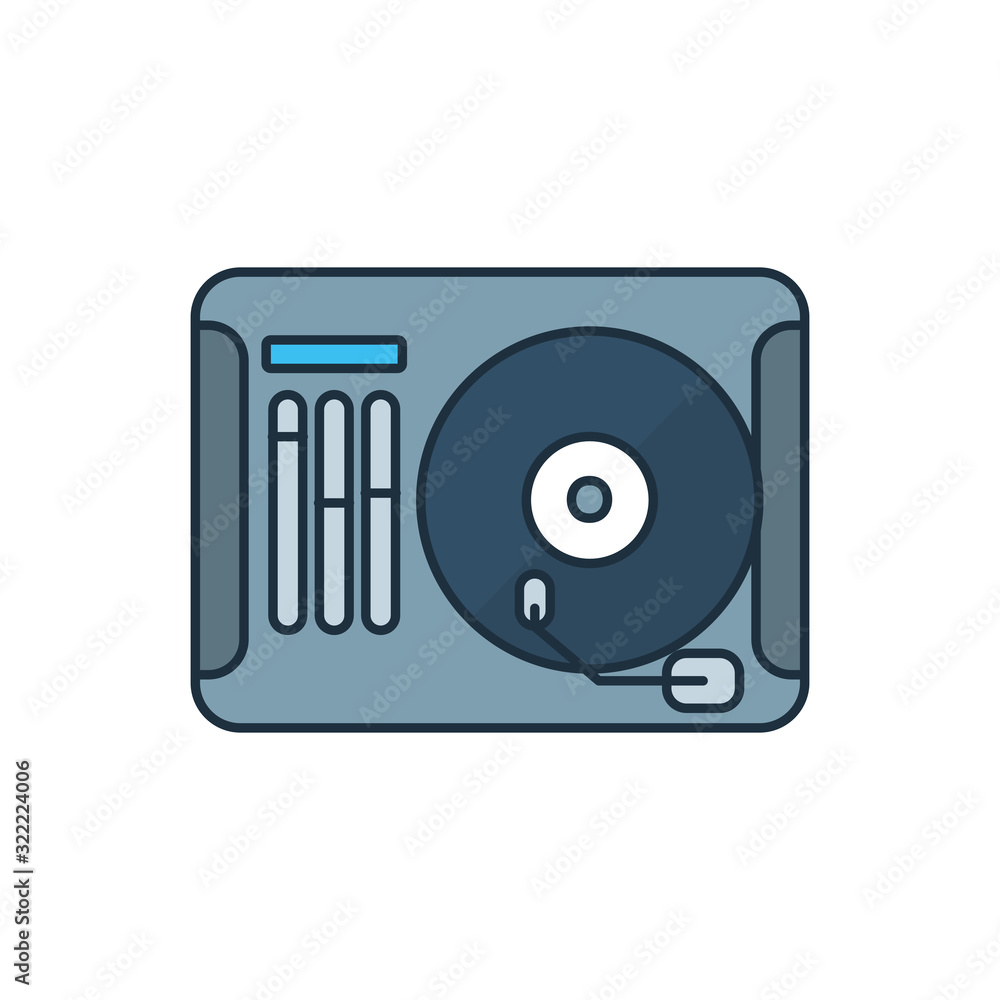 Isolated music vinyl line and fill icon vector design