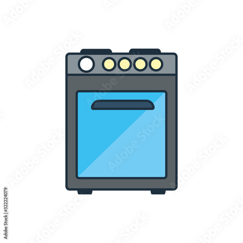 Isolated stove appliance line and fill icon vector design