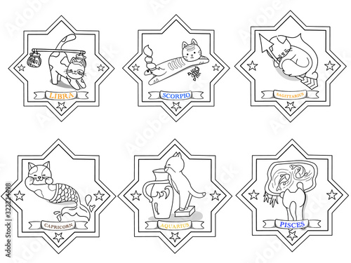 Set of Cat Horoscope signs