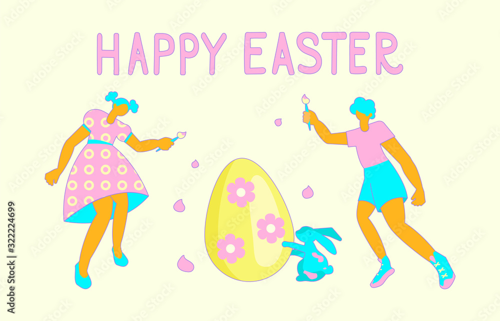 Happy Easter scene Banner Happy Easter scene Banner