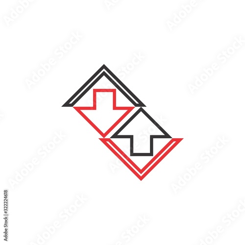 Up and down arrow logo design vector