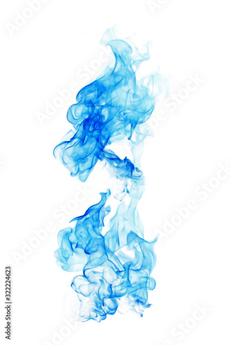 Blue fire on a white background.