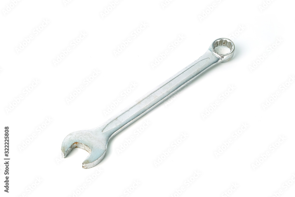 Separate wrench on white background. Side view. Separate wrench on white background. Side view.