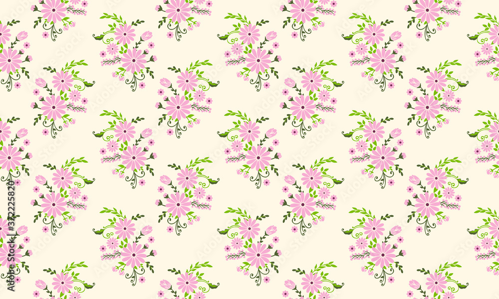 Modern shape spring floral pattern background, with seamless leaf and flower design.