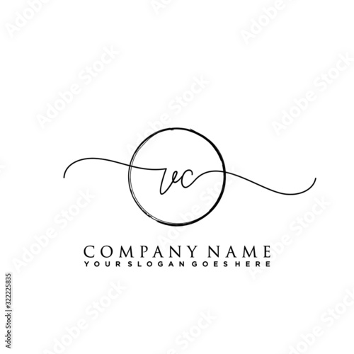 Initial letter VC Signature handwriting Logo Vector