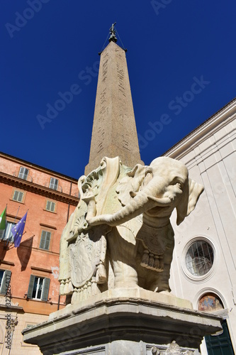 Piazza della Minerva Obelisk with Bernini Elephant. Rome, Italy. photo