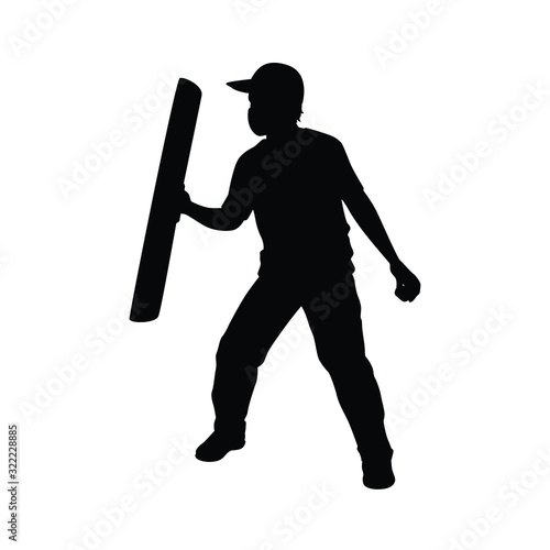 Protesting man with weapon silhouette vector