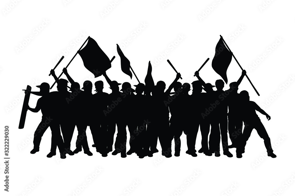 Fotografija Protesting man with weapon silhouette vector