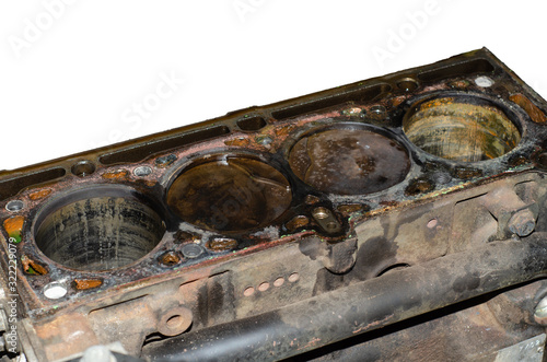 Disassemble an car engine, Overheating cause cylinder block photo