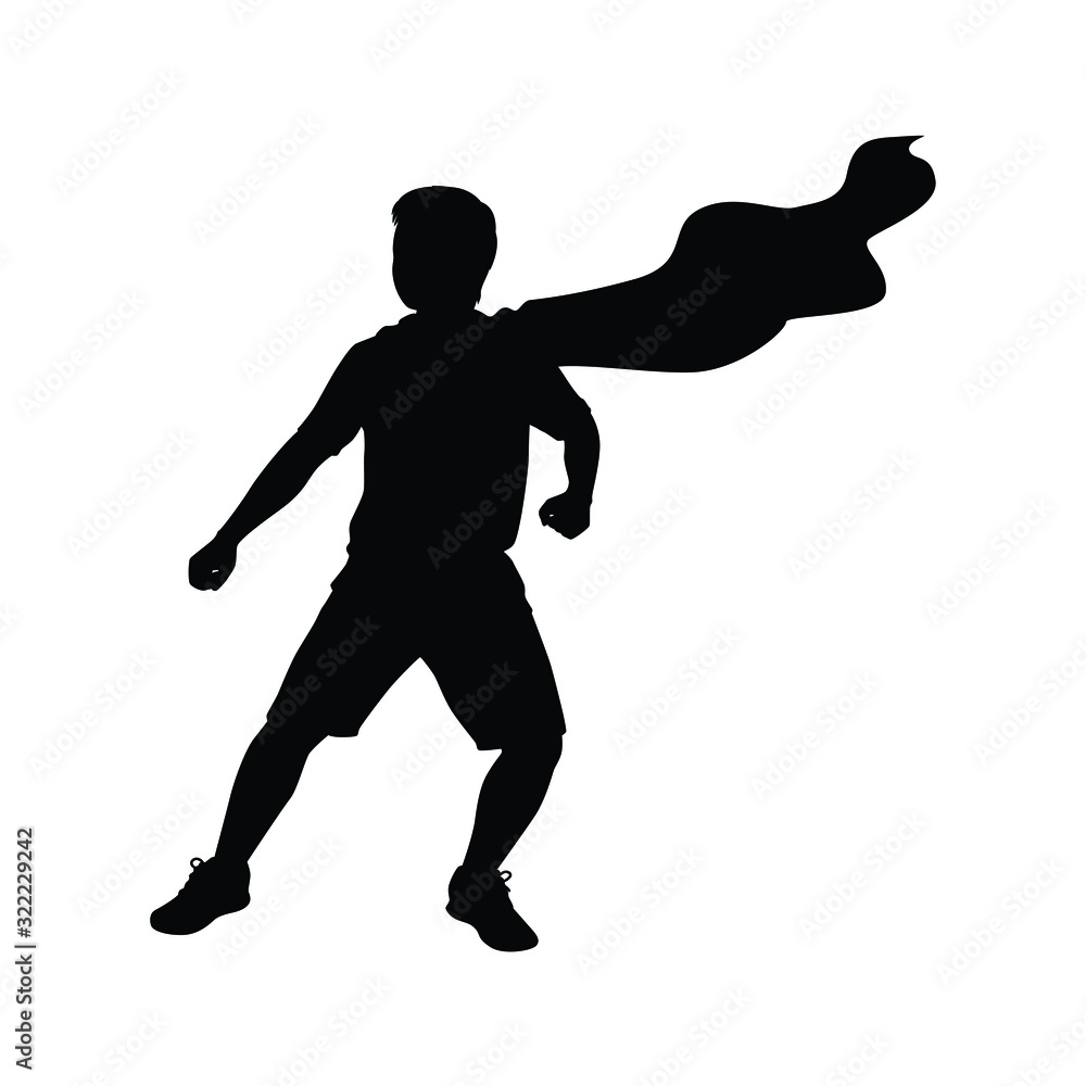Super hero boy silhouette vector