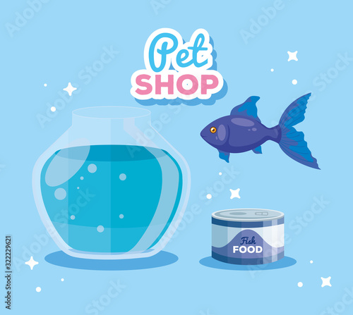 pet shop with fishbowl and icons