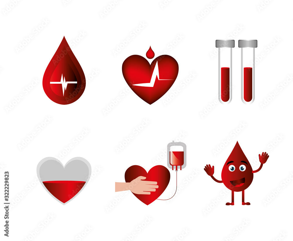 Fotografie bundle of blood donation icons