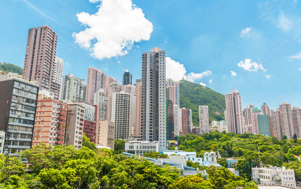 high rise of Residential building in midtown of Hong Kong city high rise of Residential building in midtown of Hong Kong city