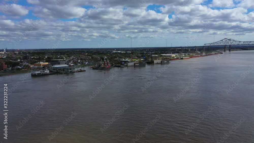 Aerial view of Algiers Point on the Mississippi River in New Orleans Aerial view of Algiers Point on the Mississippi River in New Orleans