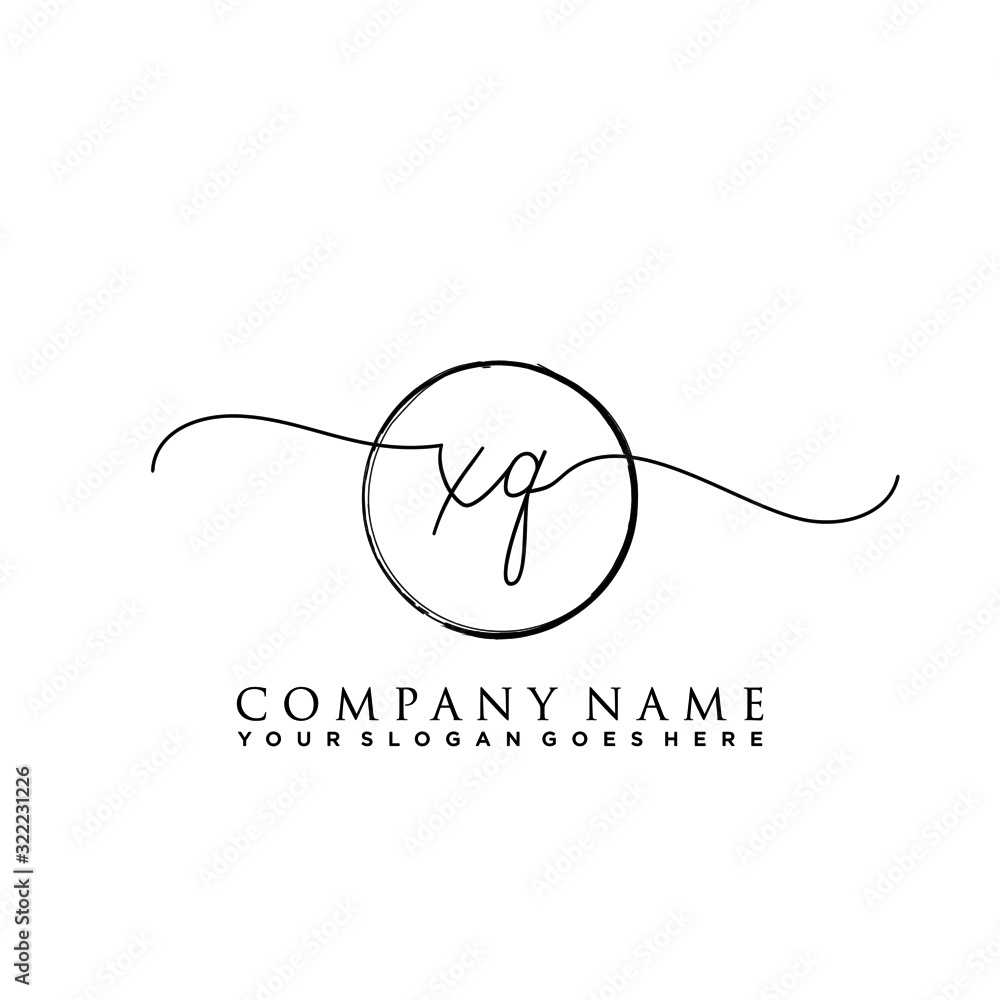 Naklejka Initial letter XQ Signature handwriting Logo Vector