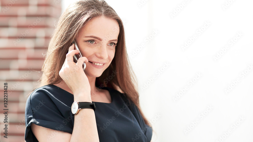 young business woman talking on mobile phone young business woman talking on mobile phone