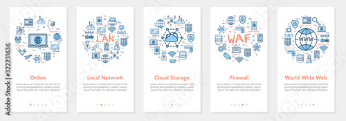 Vector five internet banners - WAF, LAN, worldwide web