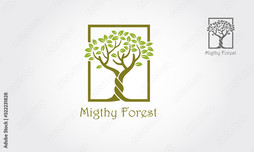 Migthy Forest Logo Template. An illustration of two trunk twisting each other in a helix. Vector illustration nature tree. Migthy Forest Logo Template. An illustration of two trunk twisting each other in a helix. Vector illustration nature tree.