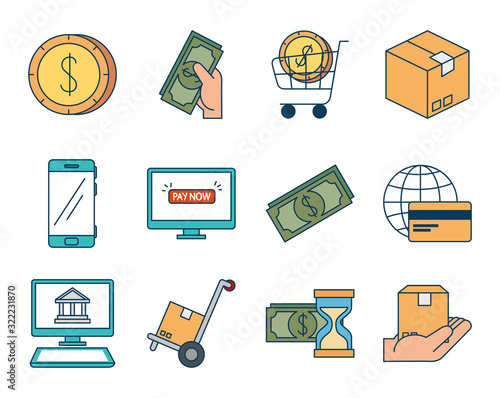 bundle of pay online set icons
