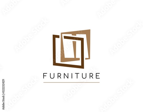 Abstract Furniture Logo with Modern Concept. This logo is ideal for an furniture company, interior design company, decor expert, production company, etc. Vector Illustration