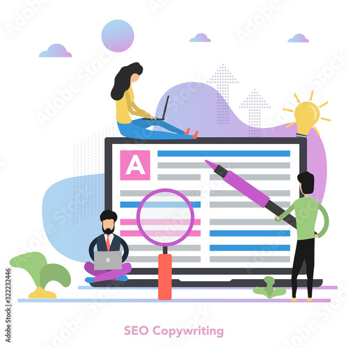 Vector square concept of Seo Copywriting in flat