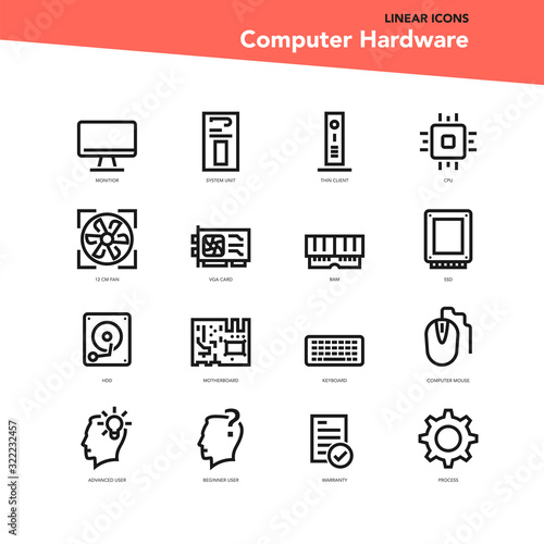 Vector set of linear icons - COMPUTER SPECIFICATIONS