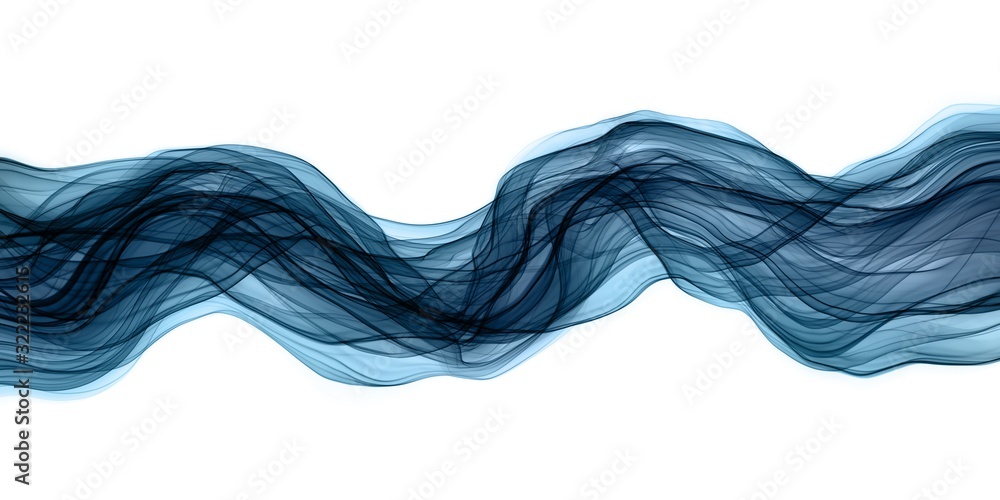 Plakat Abstract brush paint with liquid fluid transparent wavy flowing in navy blue colors isolated on white background