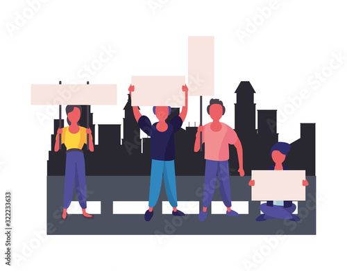 activists people with protest banners