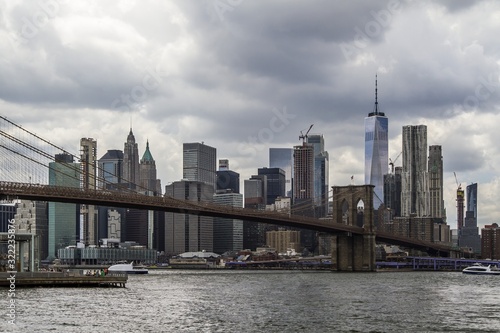 Beautiful skyline of financial district New York city at daytime  USA