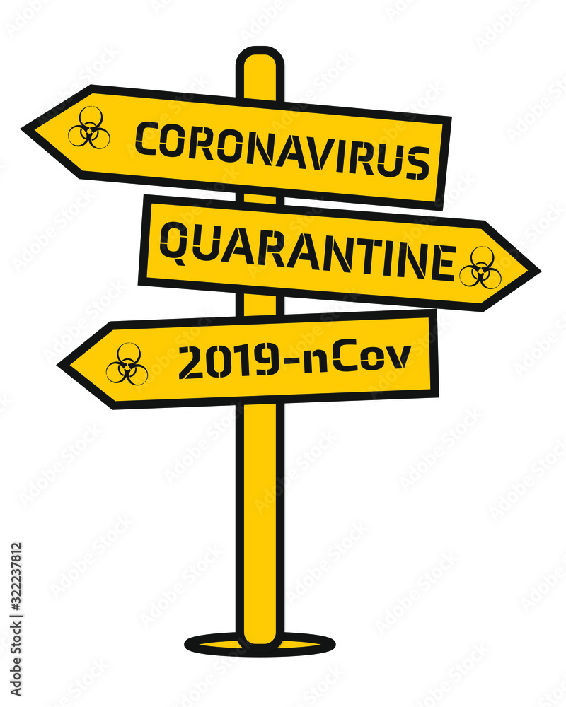 Sign post showing Coronavirus sign post with warning signs Sign post showing Coronavirus sign post with warning signs