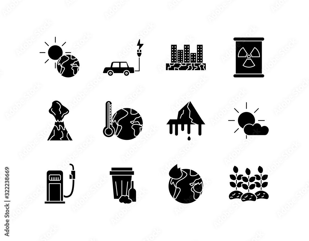 Naklejka premium bundle of environment set flat style icons