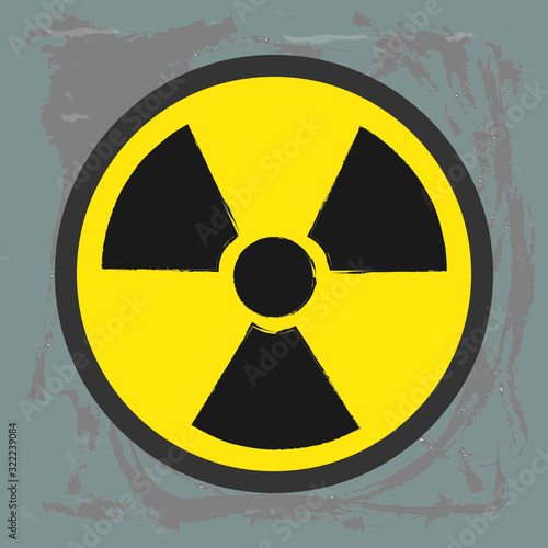 Vector nuclear radiation icon. Symbol of danger radioactive. Hazard ray sign.