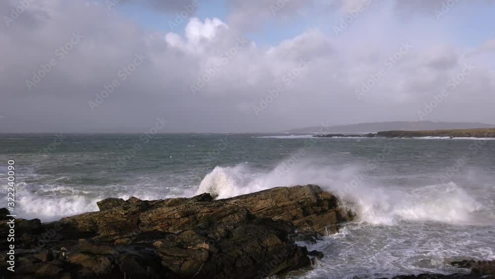 Crashing ocean waves in Portnoo during storm Ciara in County Donegal - Ireland Crashing ocean waves in Portnoo during storm Ciara in County Donegal - Ireland