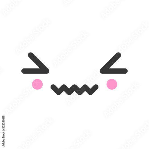 Painful kawaii cute emotion face, emoticon vector icon. Characters and emoji cartoon design